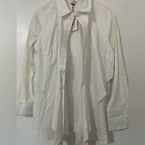 BNWT white ruffled button up